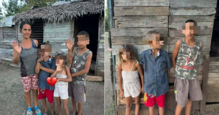 Piden ayuda para madre cubana y sus tres niños que viven en extrema pobreza en Holguín