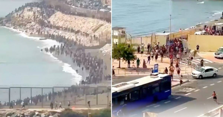 Caos en España: decenas de miles de migrantes cruzan la frontera con Marruecos en la peor crisis de Ceuta