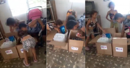 La emoción de tres niños cubanos tras recibir la ayuda humanitaria de EE.UU.: «Aceite, frijoles, ¡azúuuuuucar!»