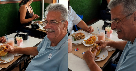 Captan a José Rubiera y su esposa comiendo en restaurante cubano en España