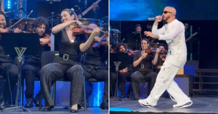 «Ella solo quería perrear»: Violinista cubana de Yandel Sinfónico se vuelve viral por su actitud y energía en pleno show