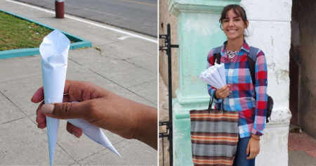 Joven cubana se gana la vida vendiendo maní en Matanzas