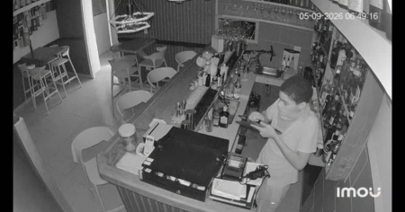 Cámara de seguridad capta a ladrón robando en restaurante de El Vedado