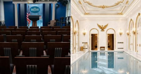 Trump amenaza con construir una piscina en la sala de prensa de la Casa Blanca