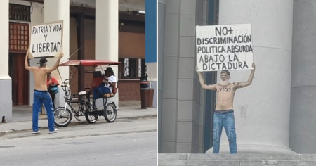 Detienen a hombre tras protestar frente al Capitolio de La Habana con carteles contra la dictadura