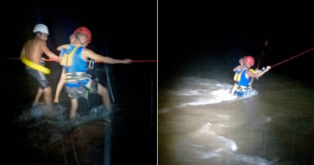 Bomberos rescatan a 11 personas atrapadas por la crecida del río Cayo Guan en Moa, Holguín
