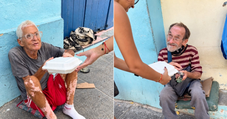 Gracias a una seguidora, familia cocina carne de res y la reparte entre personas necesitadas en las calles de Cuba