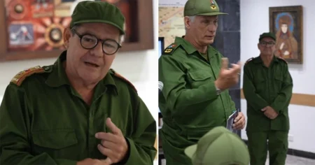 Presidente del ICAIC recibe a Díaz-Canel vestido de militar y presentado como jefe de Consejo de Defensa