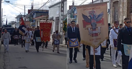 Cubano se sorprende al presenciar solemne marcha de masones en Holguín: «Nunca había visto esto»