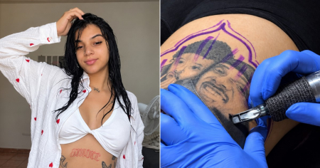 ¡Borrón y cuenta nueva! Thalía tapa el rostro de Velito El Bufón que llevaba tatuado: así le quedó
