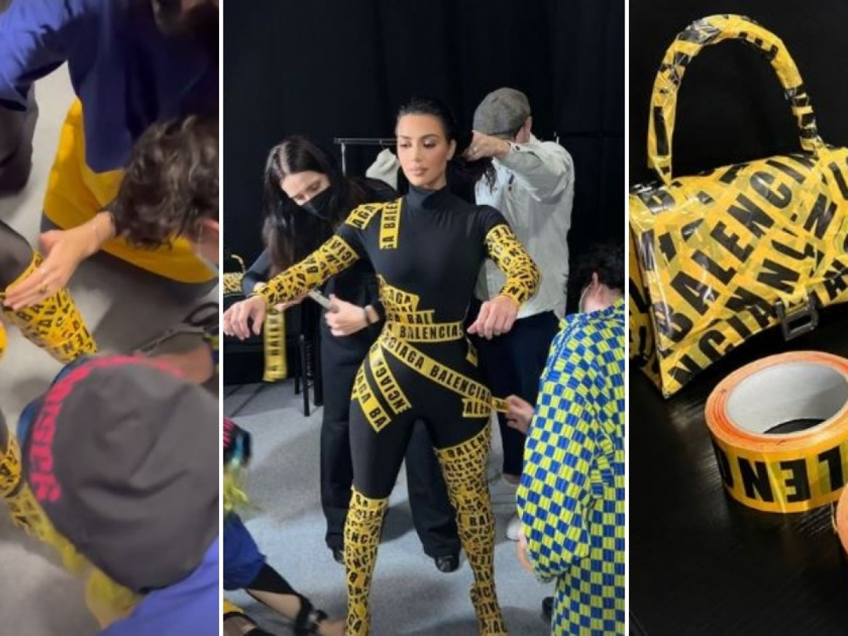 Kim Kardashian tiene nuevo look viral: Envuelta en cinta aislante de  Balenciaga en la Fashion Week de París, image size:1200x900