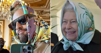 Maluma luce pañuelo en la cabeza durante Semana de la Moda en París y lo comparan con la reina Isabel