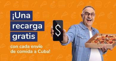 Una recarga gratis por tu envío de comida a Cuba con Cuballama Restaurantes