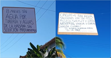 Vecinos cuelgan carteles de protesta tras ocho meses sin agua en La Habana