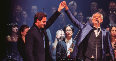 Roger Federer rompe a llorar en el homenaje que le hizo Andrea Bocelli en pleno concierto