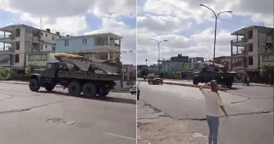 Cubanos asombrados por traslado de cohetes por una avenida de La Habana