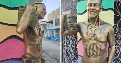 Escultor cubano crea figura de Tekashi 6ix9ine que adorna calle en Cuba