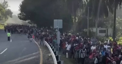 Cubanos viajan en caravana de migrantes por México