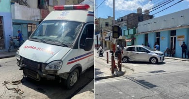 Ambulancia impacta un carro de turismo en Bayamo