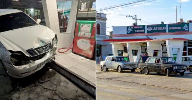 Auto impacta contra gasolinera en Santa Clara tras chocar con “almendrón”
