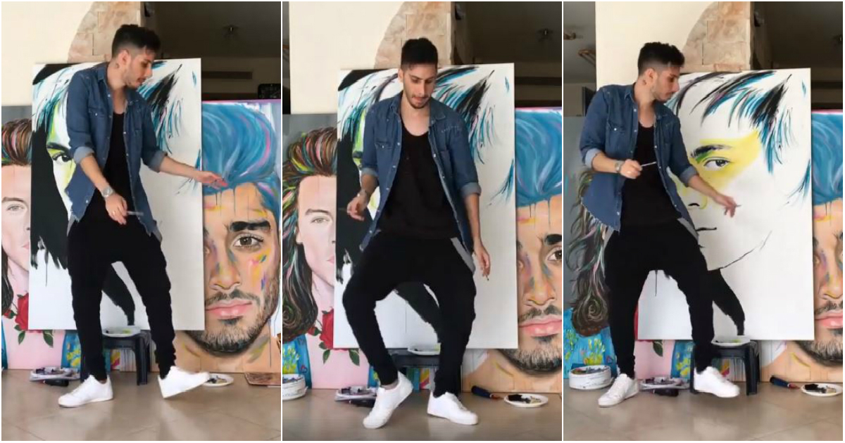 Pintor israelí baila "Nos fuimos lejos" de Enrique Iglesias y Descemer Bueno © Instagram / Liran Vardiel 