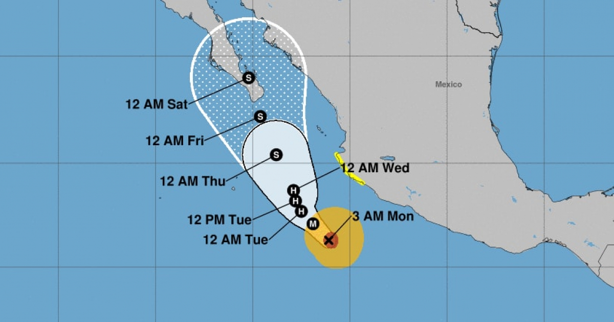 Posición del huracán Bud en las costas de México © nhc.noaa.gov