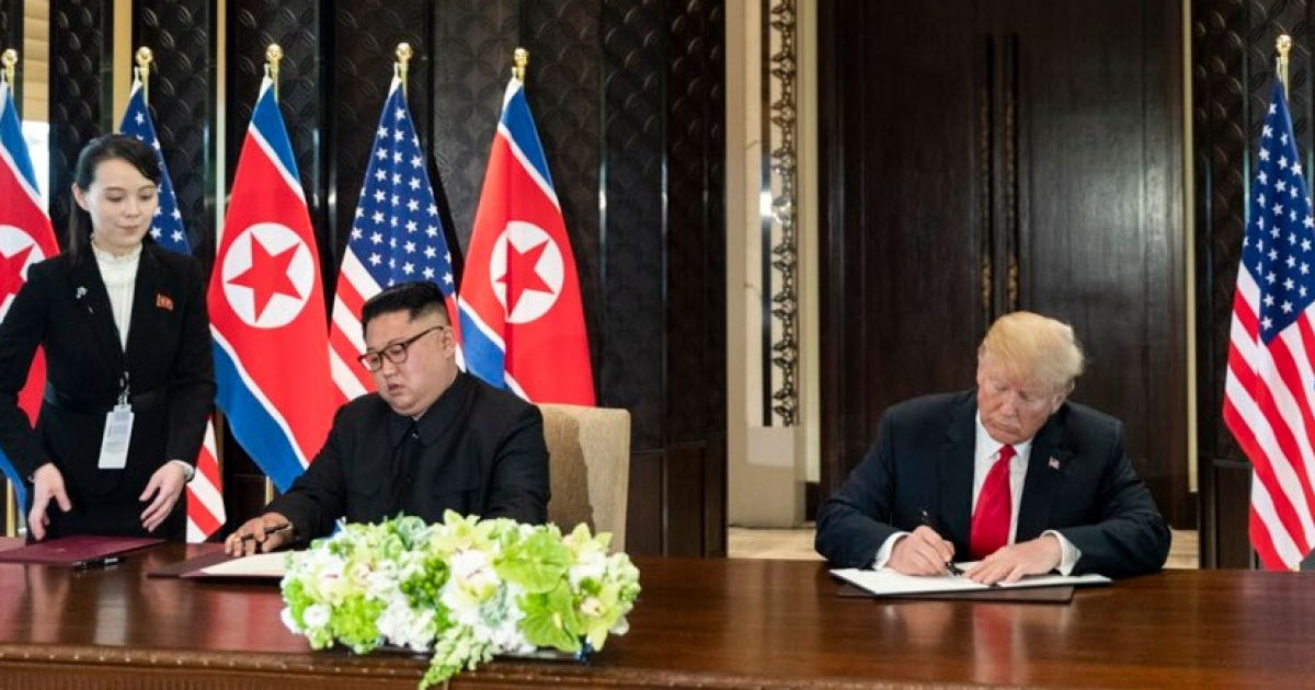 Kim Jong-un y Donald Trump durante la cumbre mantenida en Singapur © Twitter / Donald Trump