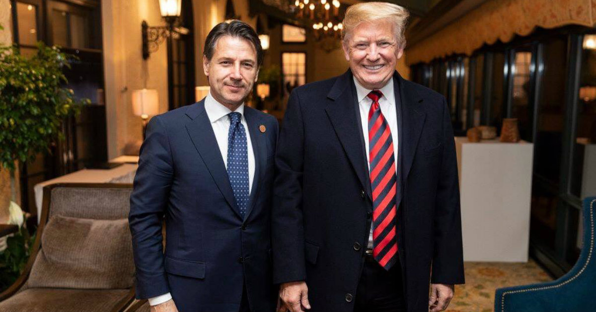 El presidente Donald Trump, junto al primer ministro italiano Giuseppe Conte. © Donald Trump / Twitter