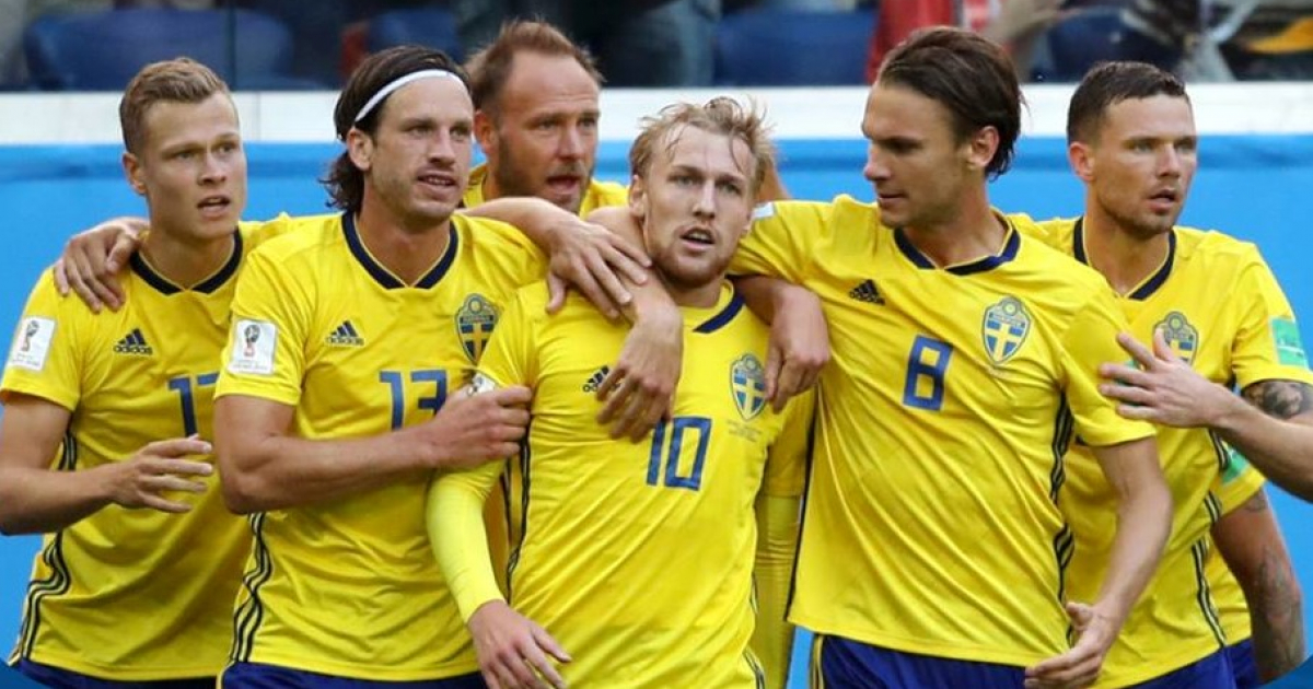El equipo sueco celebra el gol de Forsberg © FIFA World Cup / Facebook