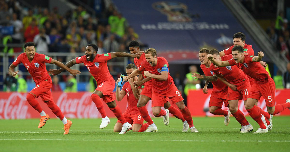 Inglaterra celebra su pase a cuartos de final. © Harry Kane / Twitter.