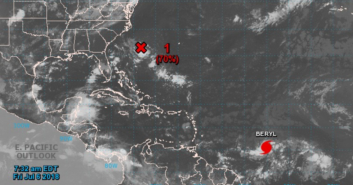 Posición y dirección actual del huracán Beryl © NHC