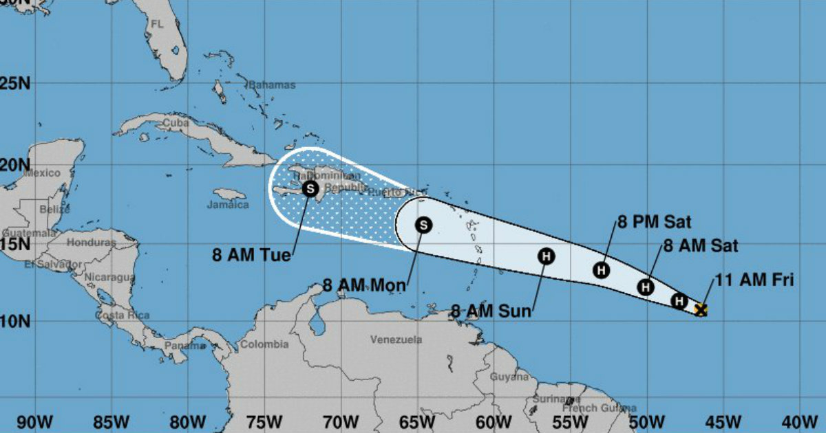El huracán Beryl va hacia Martinica, Guadalupe, San Martín... © Centro Nacional de Huracanes / Twitter