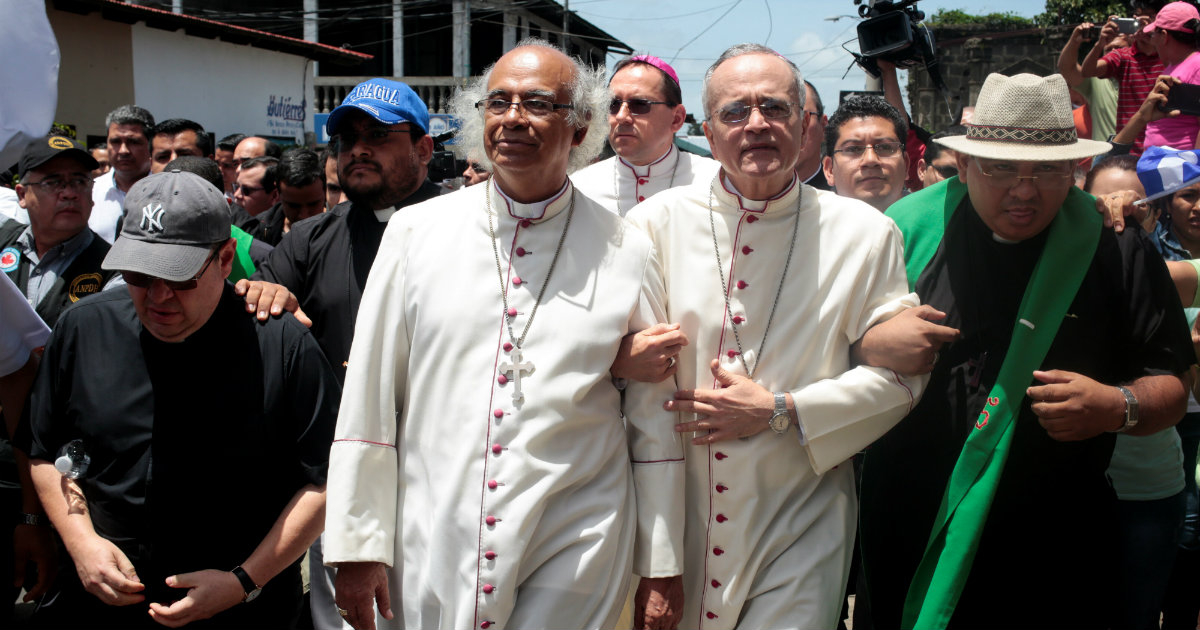 El Cardenal nicaragüense Leopoldo Brenes Solórzano junto a otras autoridades religiosas © REUTERS/Oswaldo Rivas