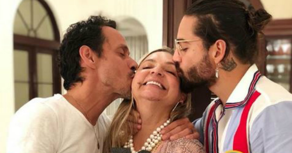 Marc Anthony, la madre de Maluma y el colombiano © Instagram / Marlli Arias