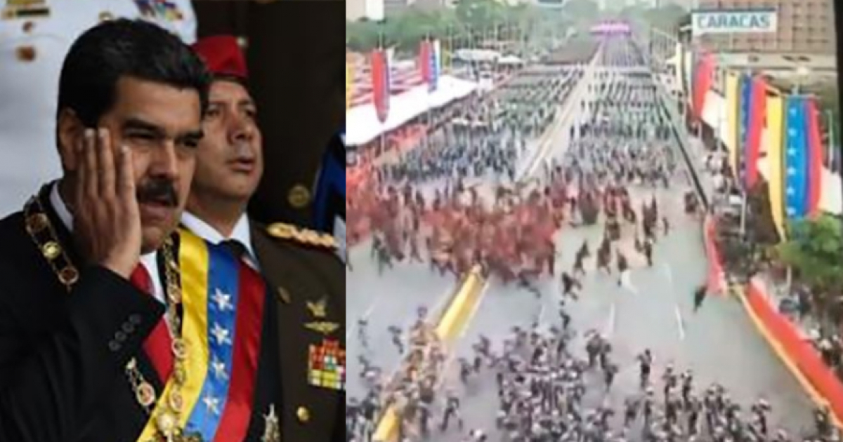 Nicolás Maduroen tuvo que interrumpir el discurso © Captura de video Twitter