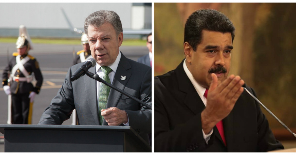 Juan Manuel Santos y Nicolás Maduro gesticulan en un plano compuesto © Flickr / Cancillería del Ecuador