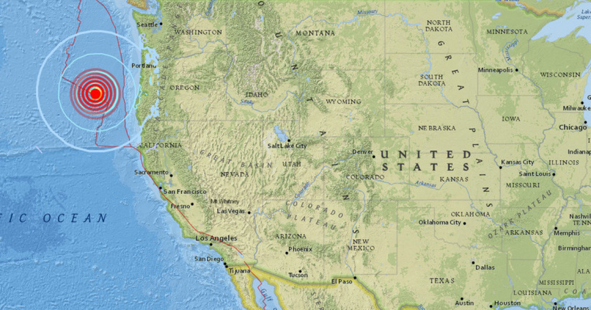Ubicación dónde se registró el terremoto en Oregón © USGS