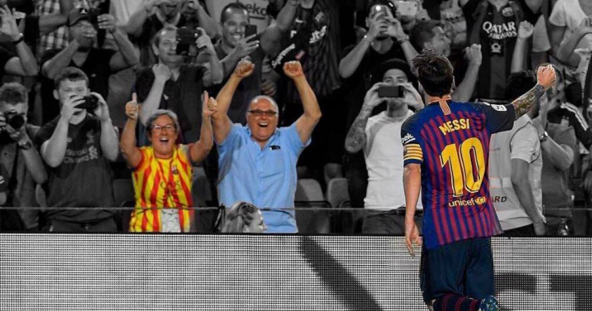 Leo Messi celebra el gol 6.000 del Barça en la Liga © Twitter / @SoyReferee