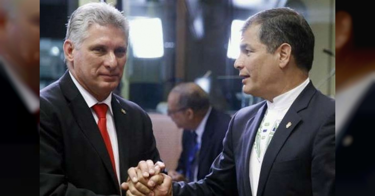 Miguel Díaz-Canel, junto a Rafael Correa. © Granma.