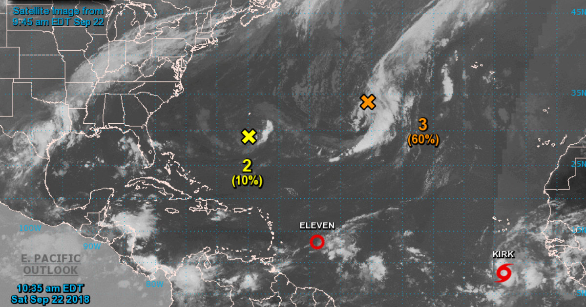 A la derecha, la tormenta Kirk. © NHC.