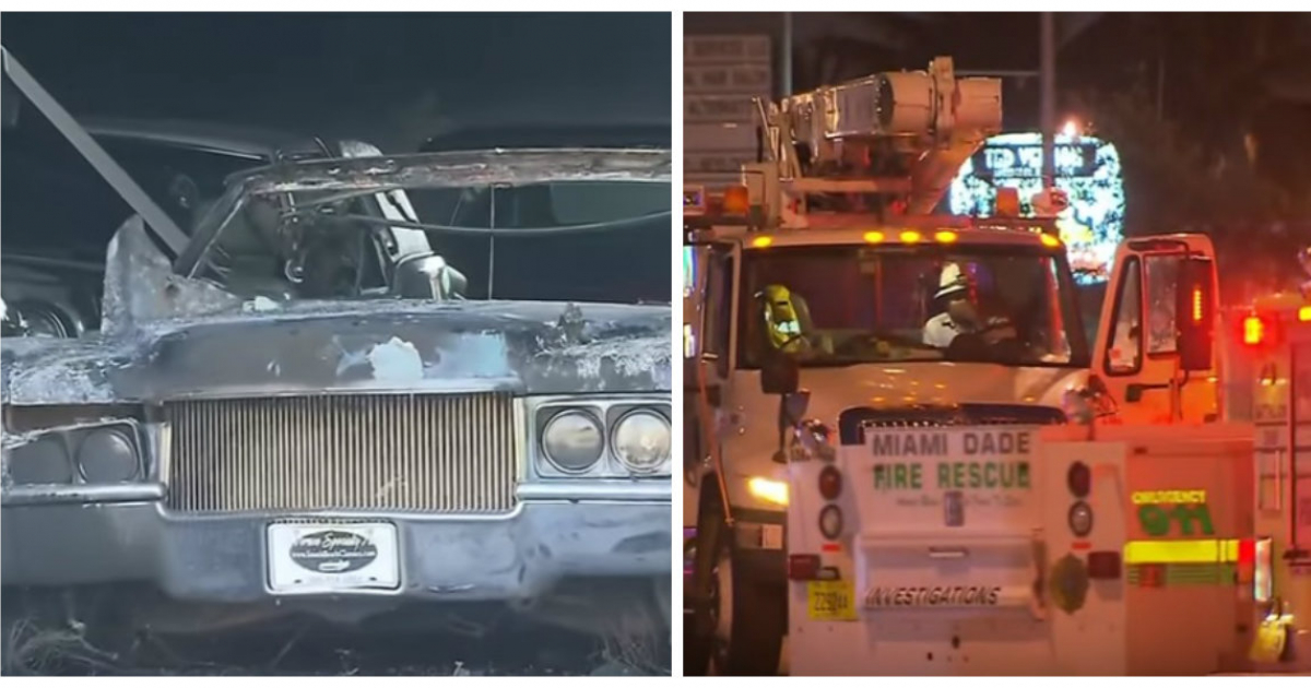 Los bomberos intervienen en el incendio registrado en Specialty Automobiles de Ted Vernon © Youtube / WPLG Local 10 