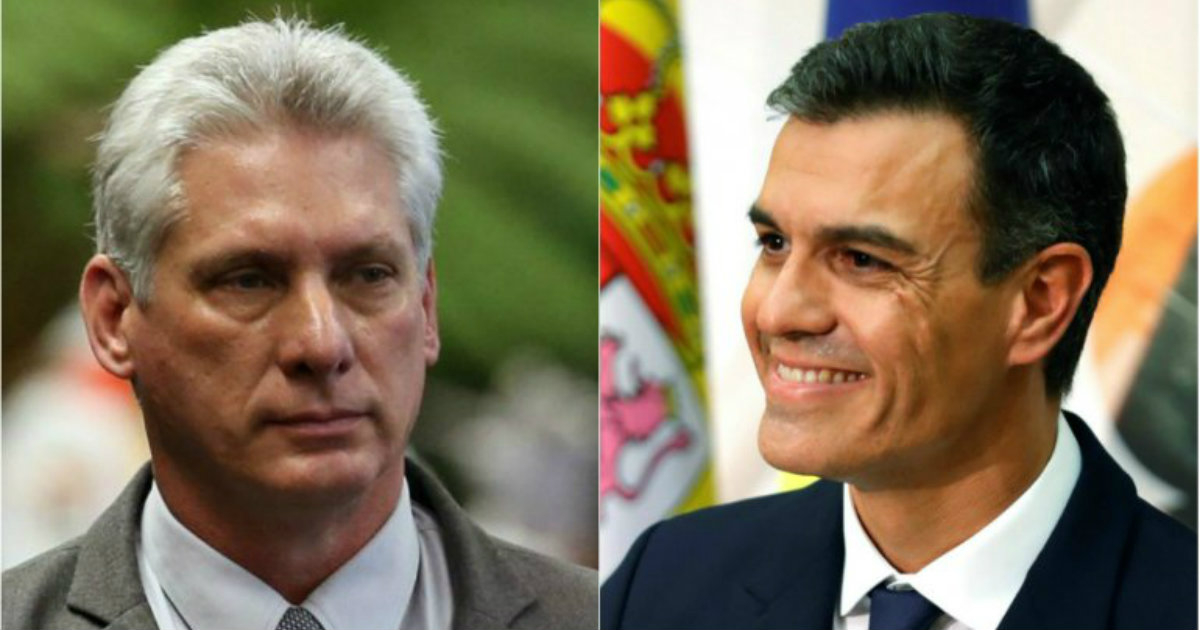 Miguel Díaz-Canel (i) y Pedro Sánchez (d) © Collage /cubadebate/redes sociales