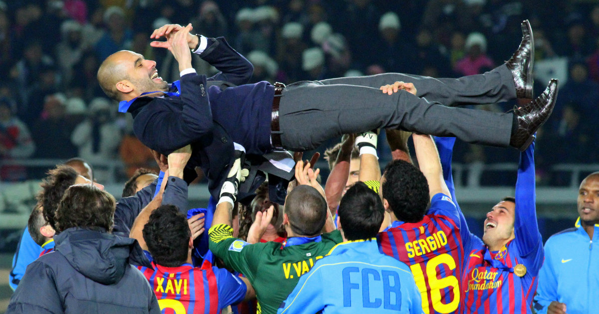 Josep Guardiola tras ganar el Mundial de Clubes con el Barcelona en 2011 © Wikimedia Commons