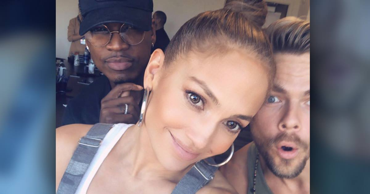 Jennifer Lopez, junto a sus compañeros Ne-Yo y Derek Hough. © Instagram / Jennifer Lopez