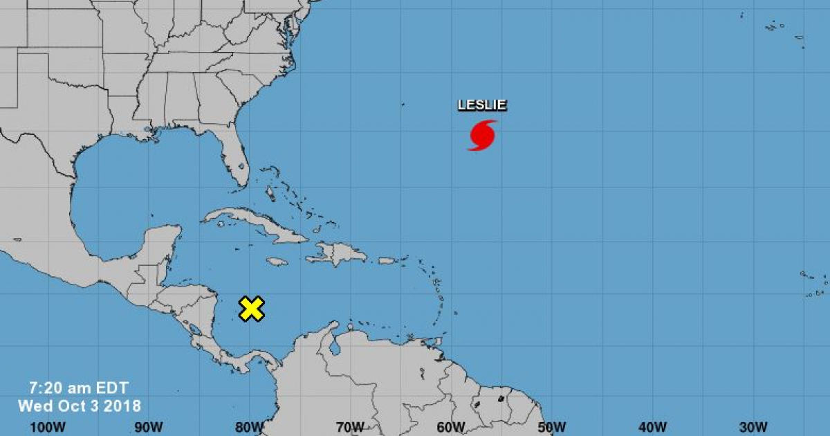 Ubicación del huracán Leslie en el mapa © NHC