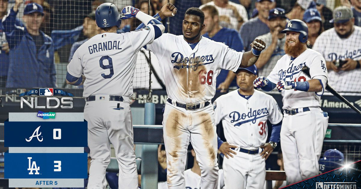 Grandal y Puig hicieron su trabajo ayer. © LA Dodgers/Twitter.