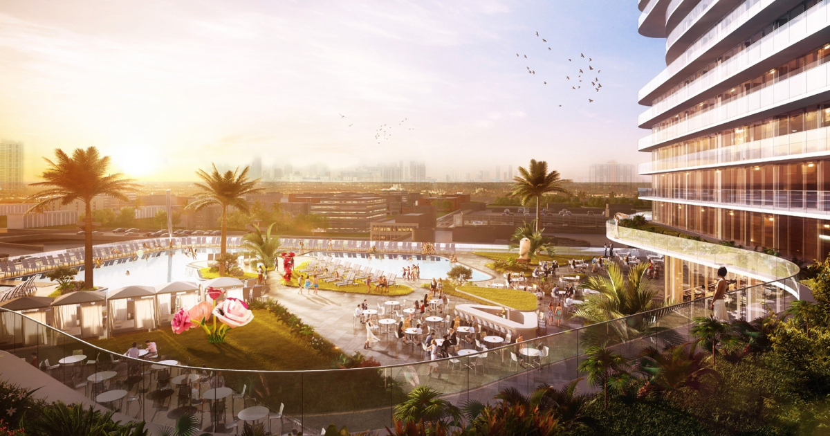 Vista del proyecto de hotel para el Centro de Convenciones de Miami Beach © Terra Group