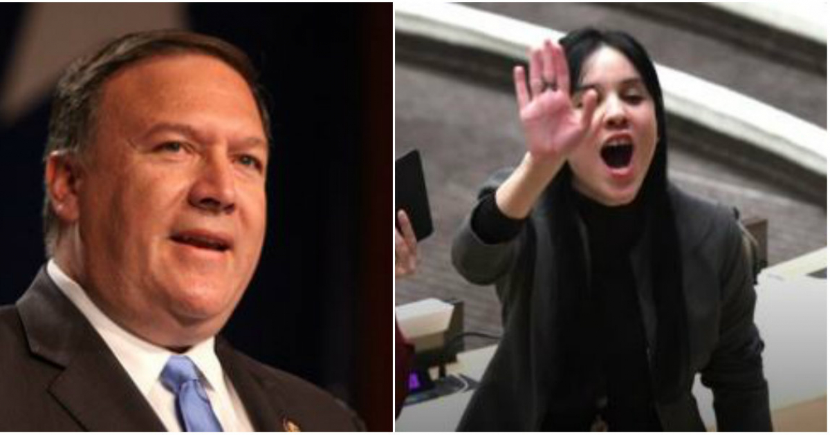 Mike Pompeo (i) y Joven diplomática cubana (d) © Collage Wikimedia/Facebook