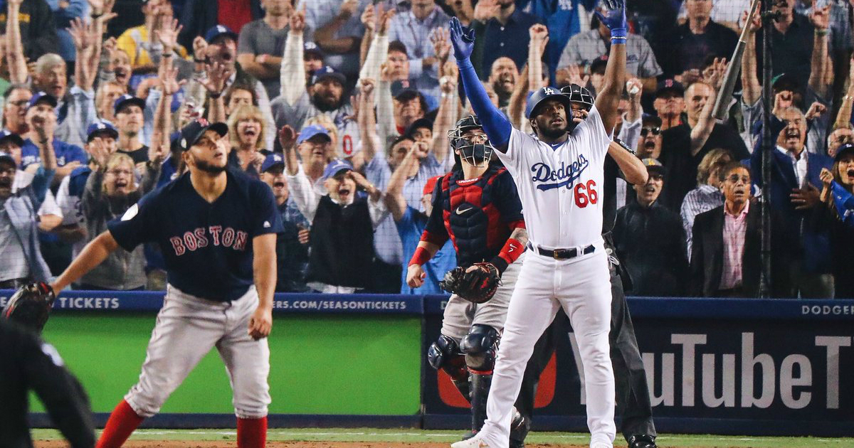 Puig casi les da el triunfo a los Dodgers. © LA Dodgers/Twitter.