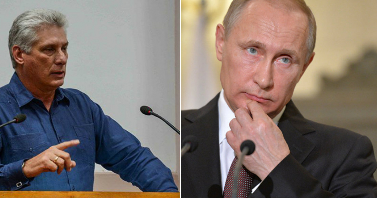 Díaz-Canel y Vladimir Putin en dos imágenes de archivo © Radio Habana Cuba / Kremlin